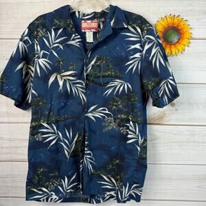 RJC Hawaiian Shirt Men's Large Tropical Palm Tree Aloha Button Up Made in USA